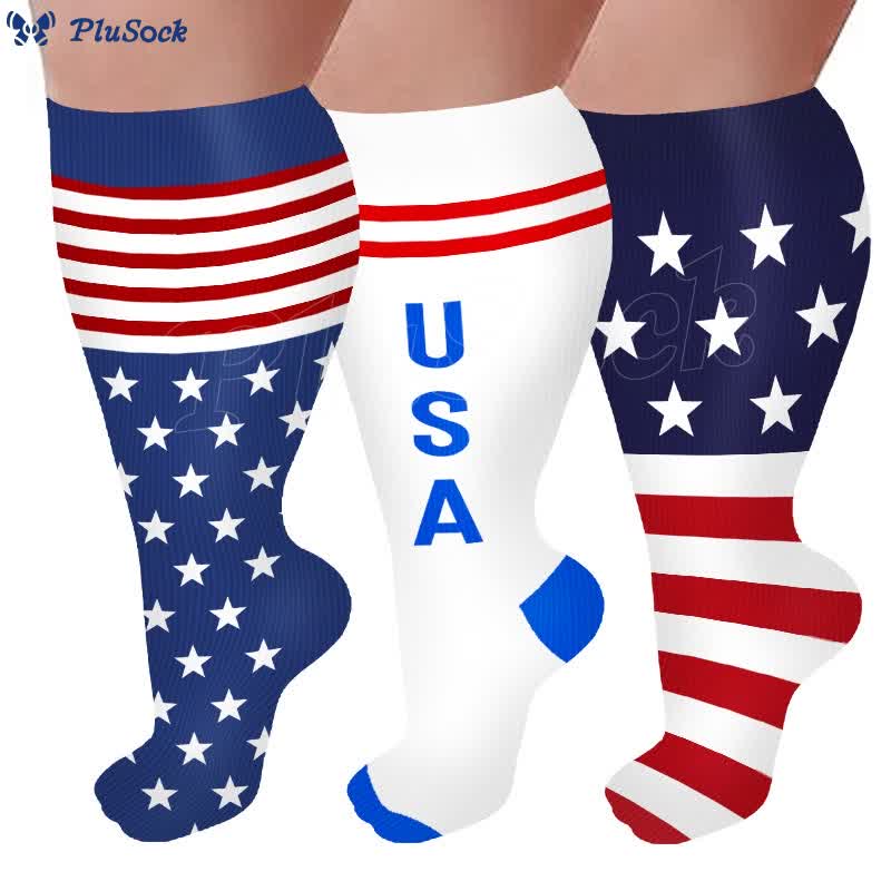 Free Today: Plus Size American Flag Compression Socks