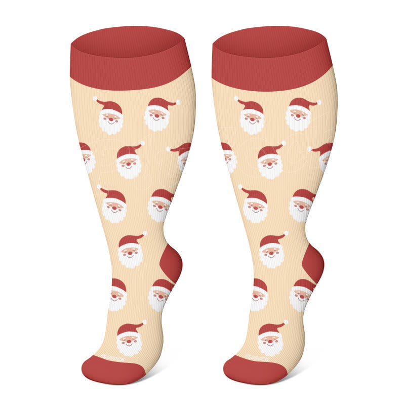 Plus Size Watermelon Christmas Tree Compression Socks(3 Pairs)