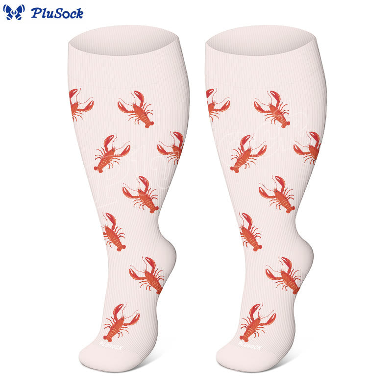 Plus Size Fish Shrimp Anchor Compression Socks(3 Pairs)