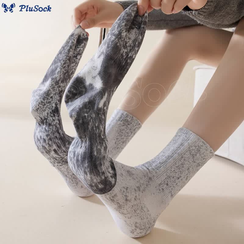 Fashion Tie Dye Quarter Socks(3 Pairs)