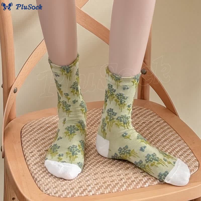 Floral Retro Quarter Socks(5 Pairs)