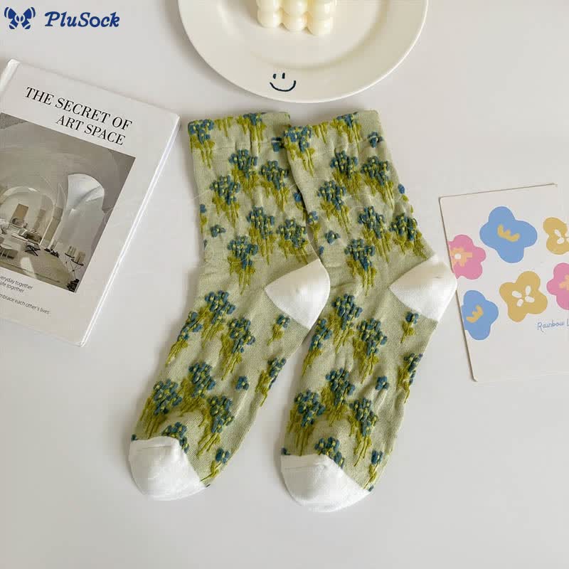 Floral Retro Quarter Socks(5 Pairs)