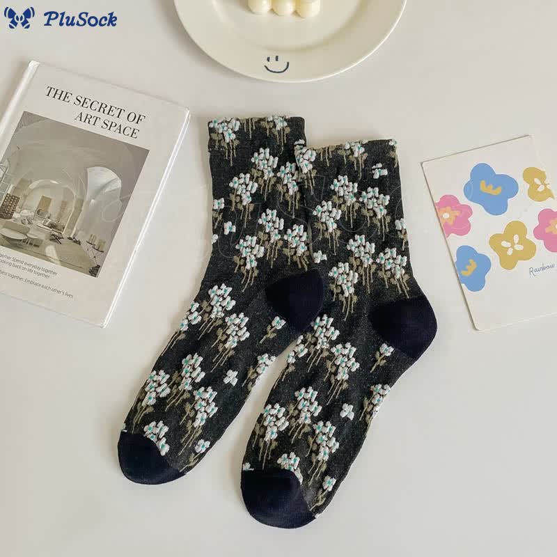 Floral Retro Quarter Socks(5 Pairs)