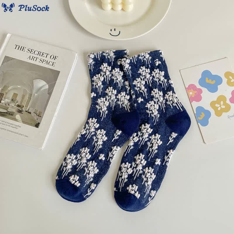 Floral Retro Quarter Socks(5 Pairs)