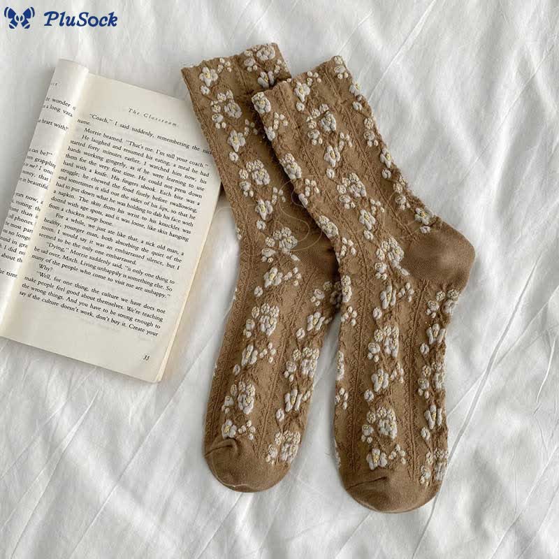 Retro Flowers Quarter Socks(5 Pairs)