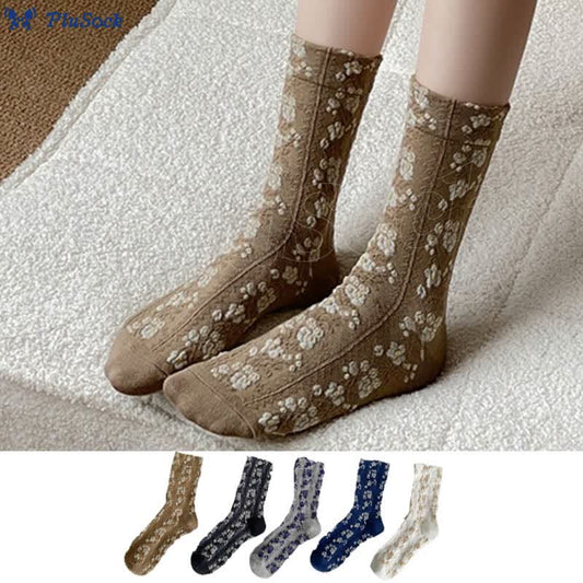 Retro Flowers Quarter Socks(5 Pairs)