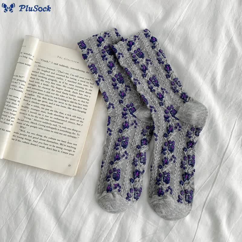 Retro Flowers Quarter Socks(5 Pairs)