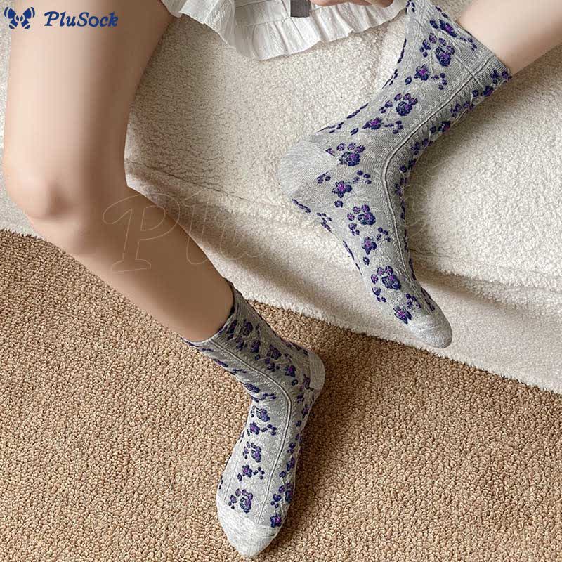 Retro Flowers Quarter Socks(5 Pairs)