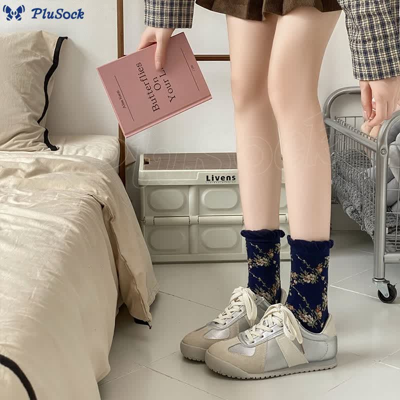 Sweet Small Florals Quarter Socks(5 Pairs)