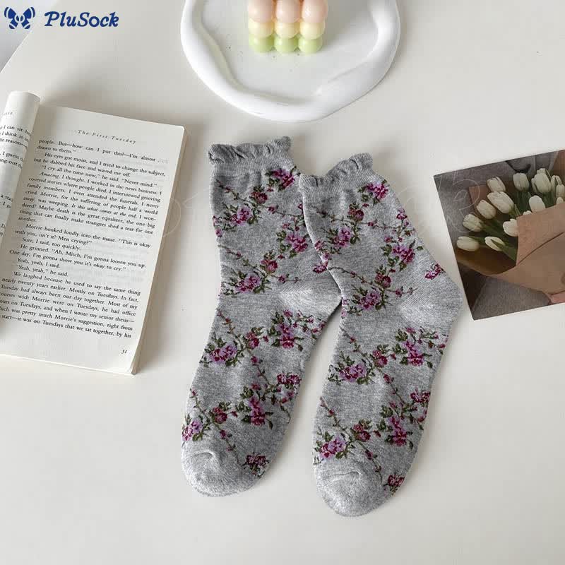 Sweet Small Florals Quarter Socks(5 Pairs)