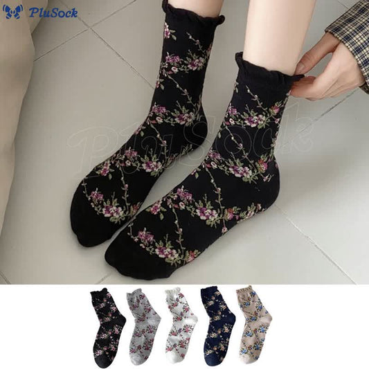 Sweet Small Florals Quarter Socks(5 Pairs)