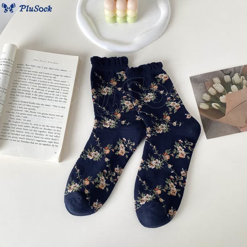 Sweet Small Florals Quarter Socks(5 Pairs)