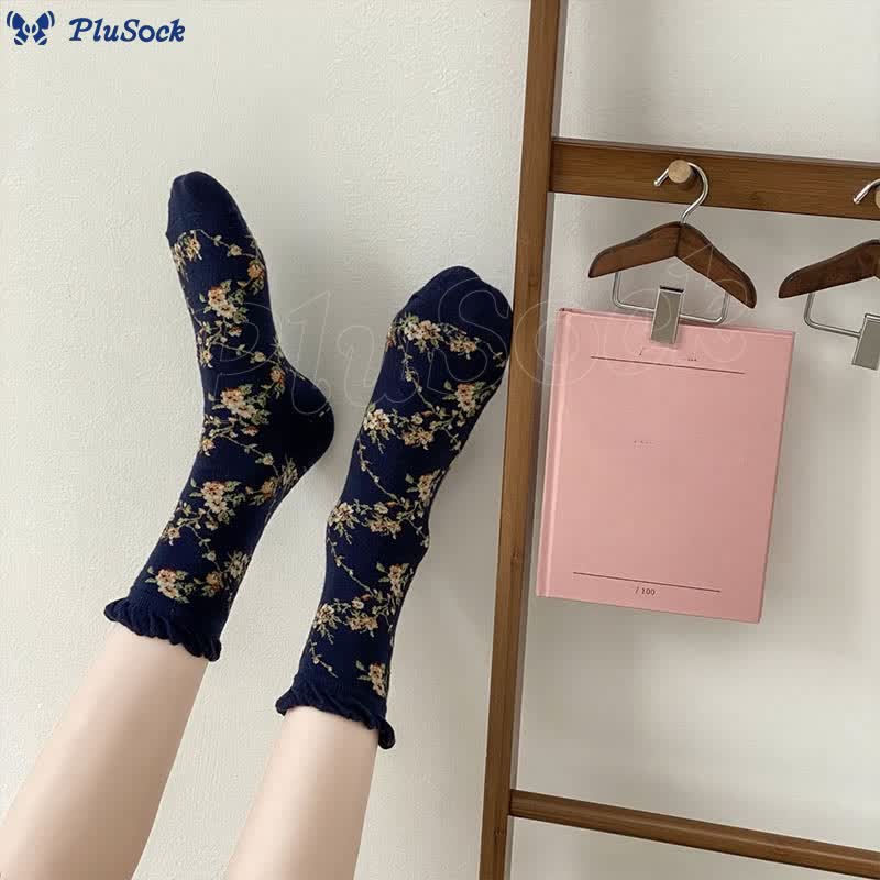 Sweet Small Florals Quarter Socks(5 Pairs)