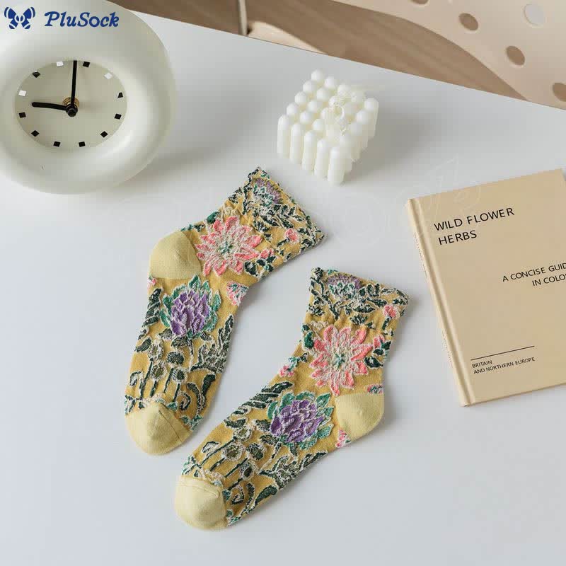 French Pattern Quarter Socks(5 Pairs)