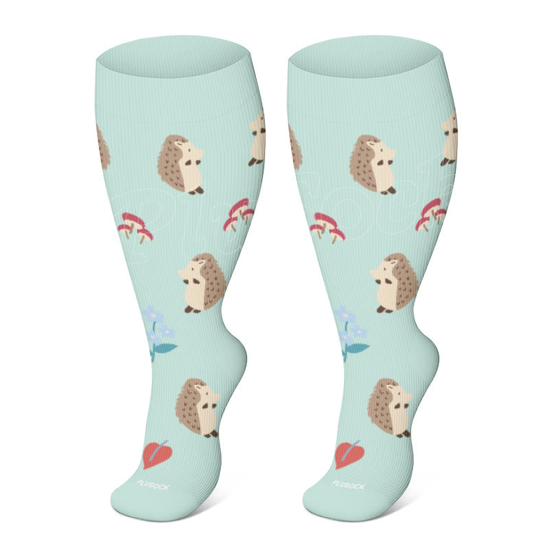 Plus Size Hedgehog Capybara Compression Socks(3 Pairs)