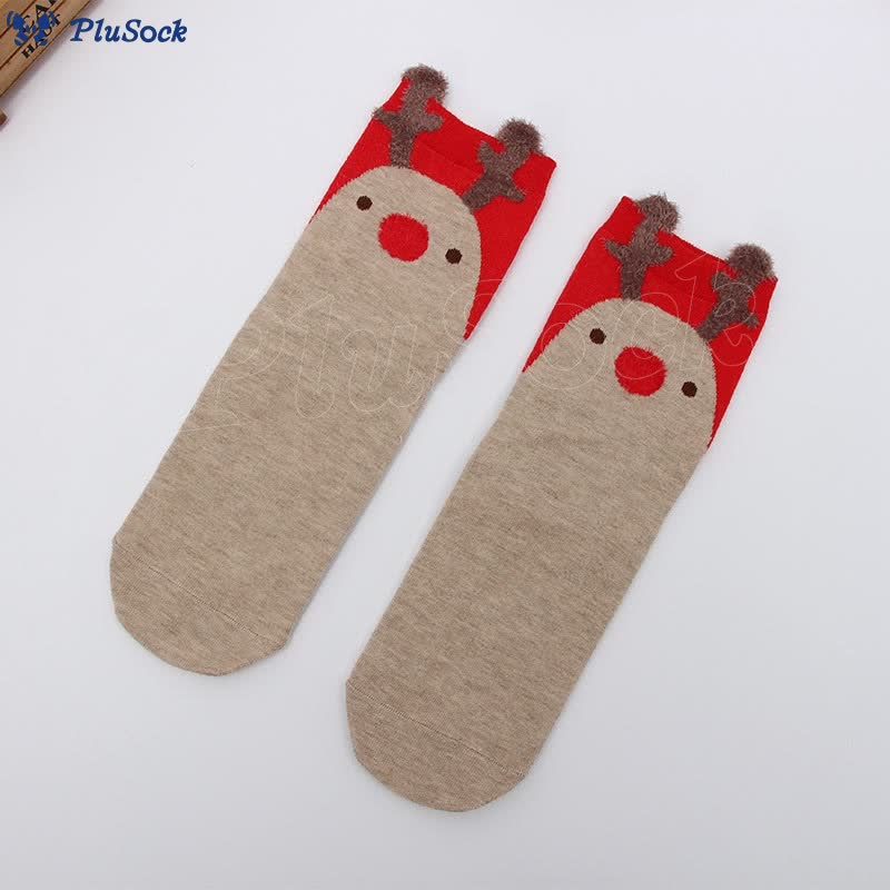 Fox Elk Christmas Pattern Quarter Socks