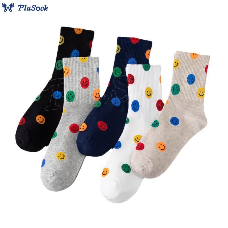 Plus Size Colorful Smiley Face Quarter Socks