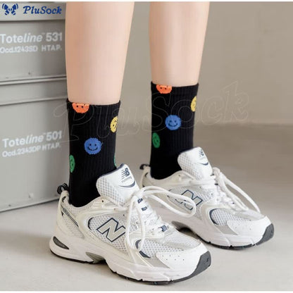 Plus Size Colorful Smiley Face Quarter Socks