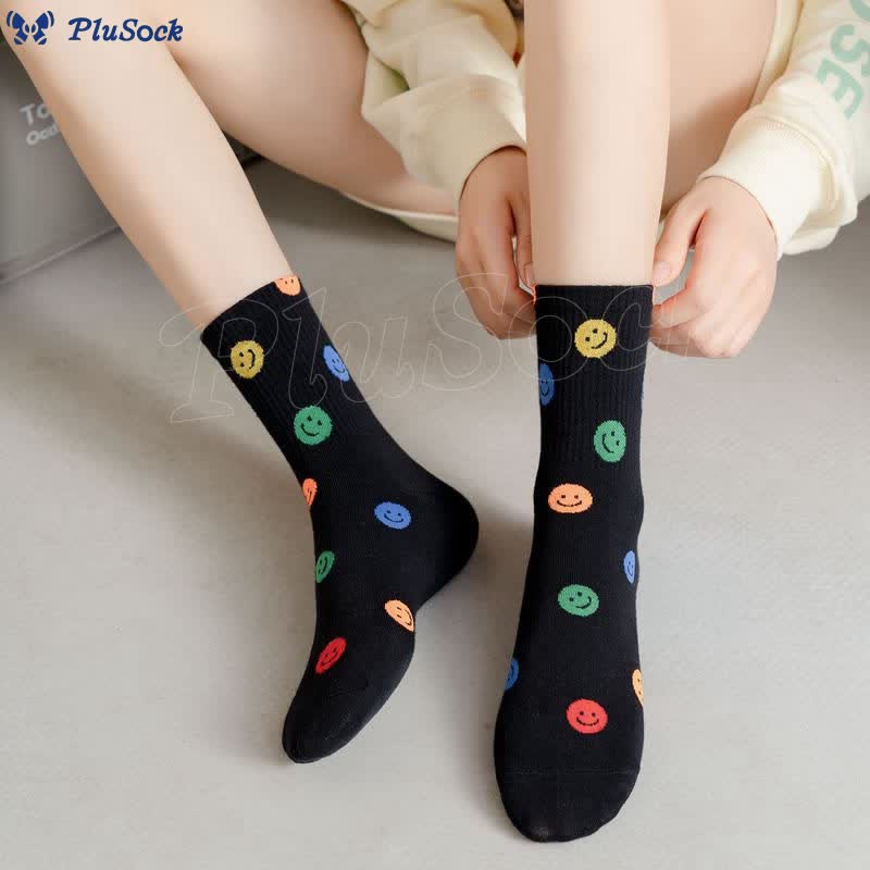 Plus Size Colorful Smiley Face Quarter Socks