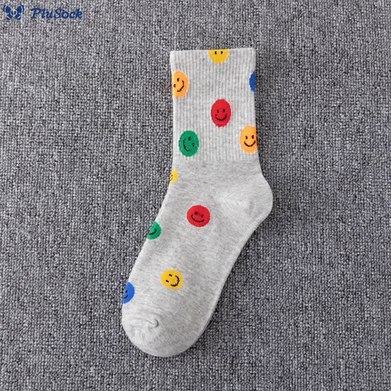 Plus Size Colorful Smiley Face Quarter Socks