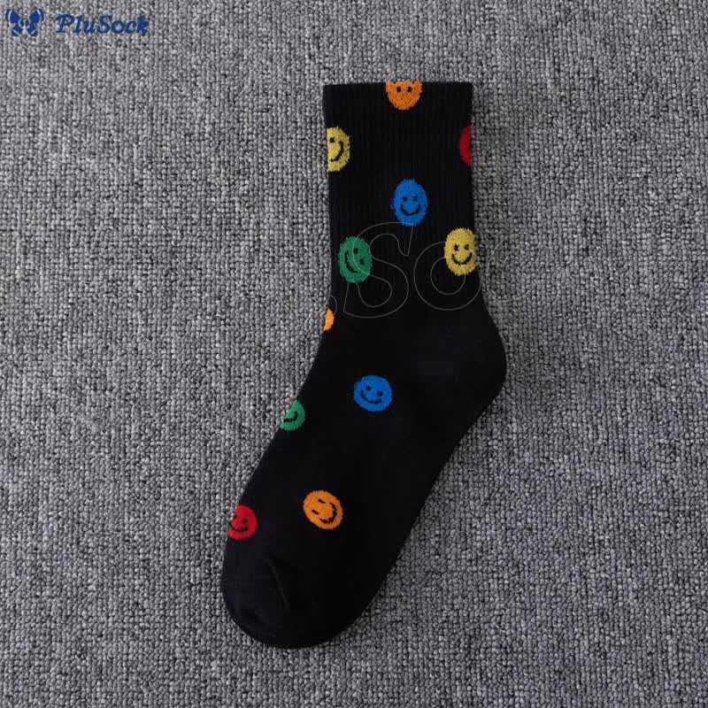 Plus Size Colorful Smiley Face Quarter Socks