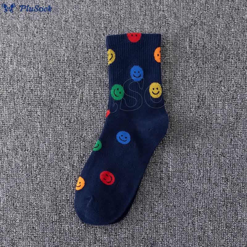 Plus Size Colorful Smiley Face Quarter Socks