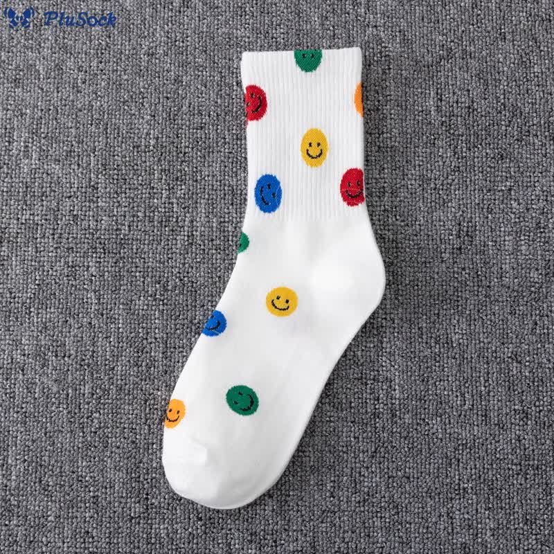 Plus Size Colorful Smiley Face Quarter Socks