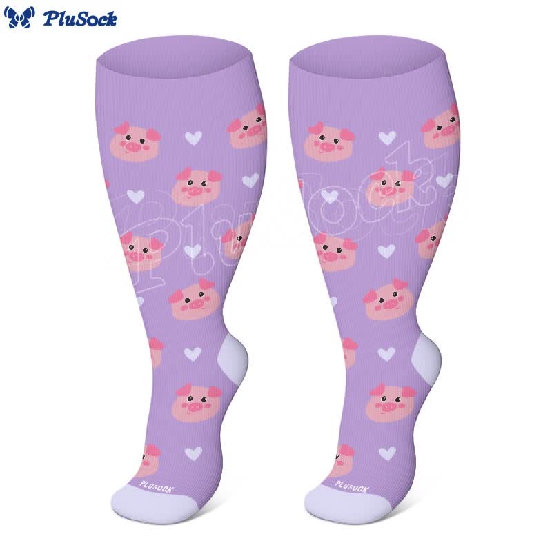 Plus Size Cow Pig Butterfly Compression Socks(3 Pairs)