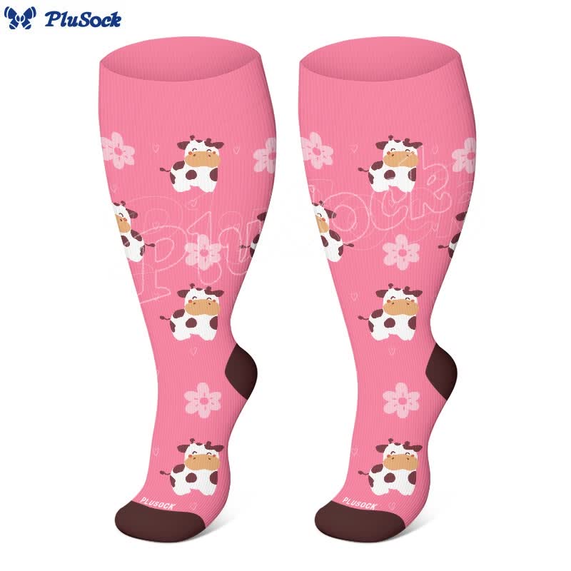 Plus Size Cow Pig Butterfly Compression Socks(3 Pairs)