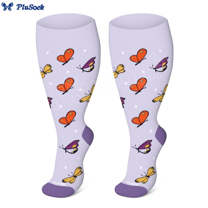 Plus Size Cow Pig Butterfly Compression Socks(3 Pairs)