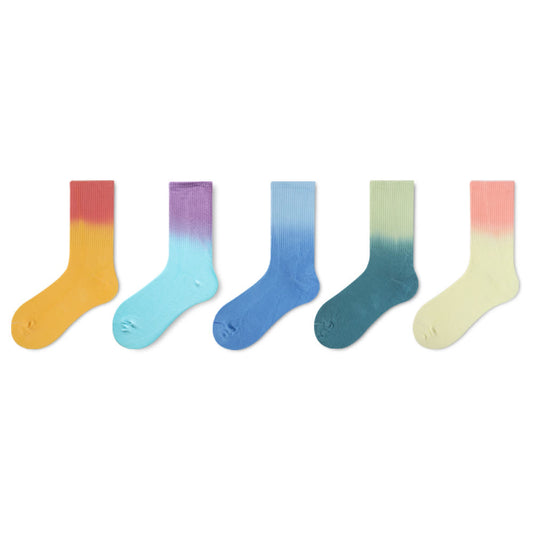 Plus Size Tie Dye Quarter Socks(5 Pairs)