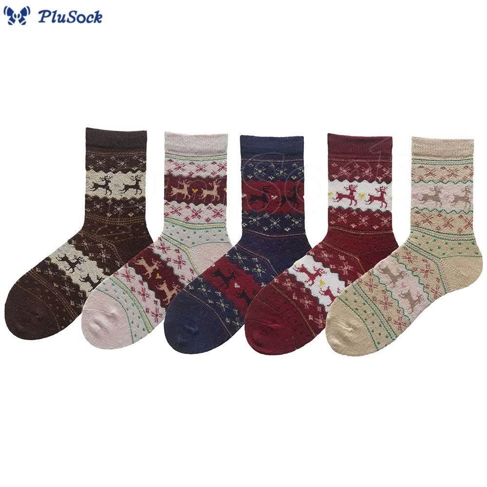 Plus Size Christmas Tinsel Deer Quarter Socks