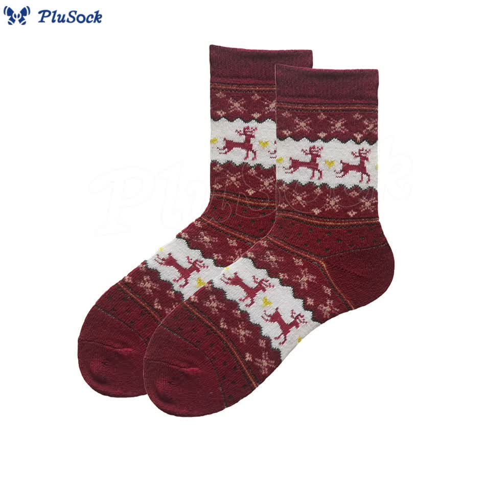 Plus Size Christmas Tinsel Deer Quarter Socks