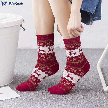 Plus Size Christmas Tinsel Deer Quarter Socks