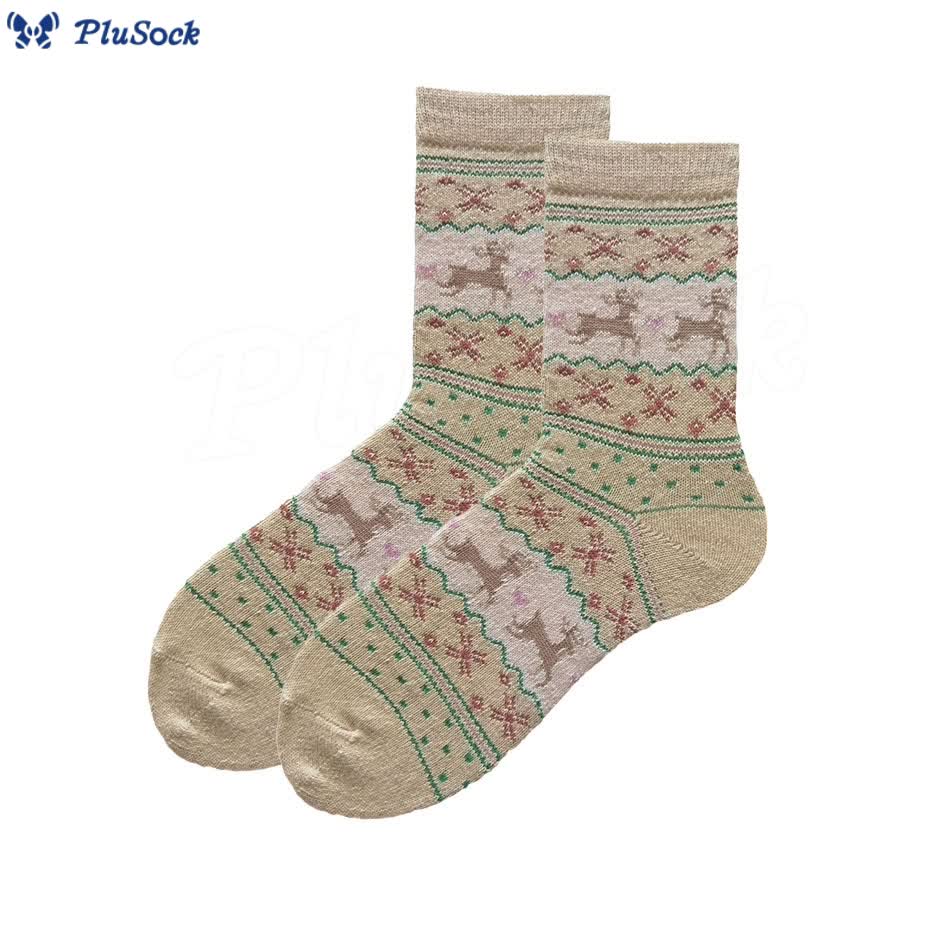 Plus Size Christmas Tinsel Deer Quarter Socks