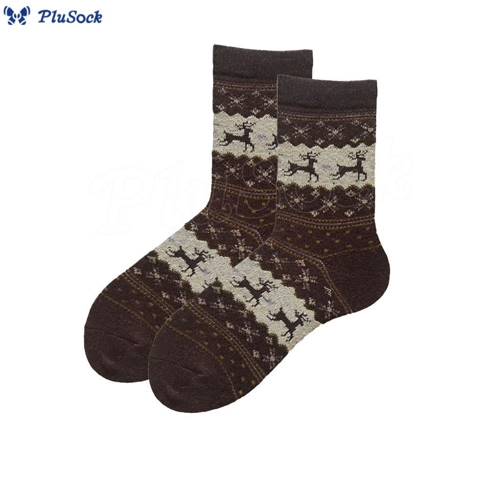 Plus Size Christmas Tinsel Deer Quarter Socks