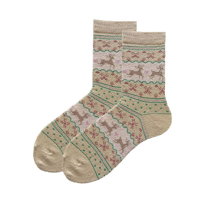 Plus Size Christmas Tinsel Deer Quarter Socks