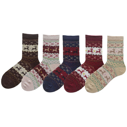 Plus Size Christmas Tinsel Deer Quarter Socks