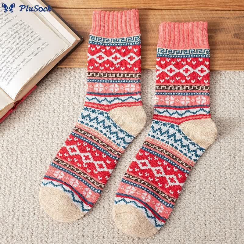 Plus Size Retro Ethnic Style Quarter Socks