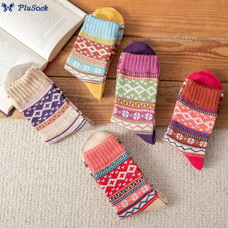 Plus Size Retro Ethnic Style Quarter Socks