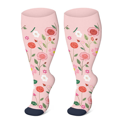 Plus Size Elegant Flowers Compression Socks