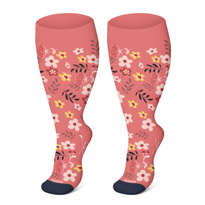 Plus Size Elegant Flowers Compression Socks