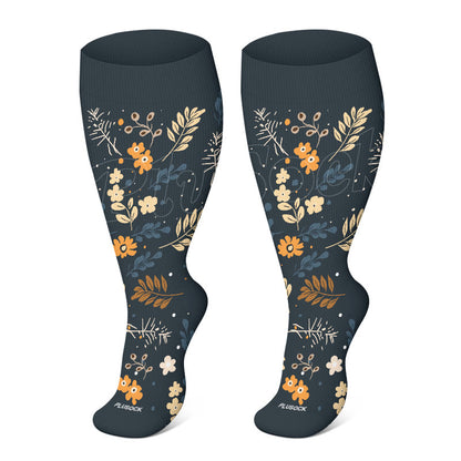 Plus Size Elegant Flowers Compression Socks