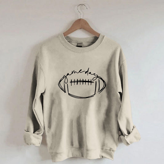 Plus Size Black Game Day Print Sweatshirt