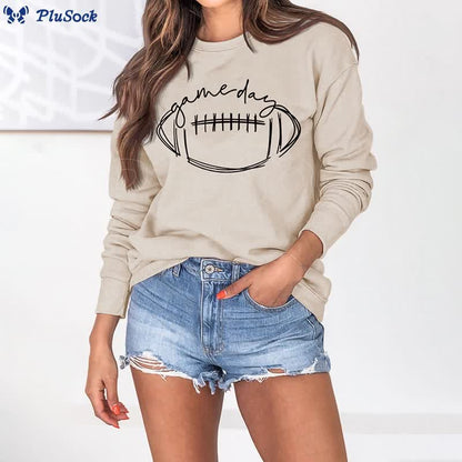 Plus Size Black Game Day Print Sweatshirt