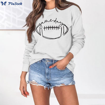 Plus Size Black Game Day Print Sweatshirt