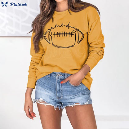 Plus Size Black Game Day Print Sweatshirt