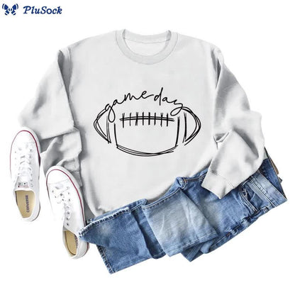 Plus Size Black Game Day Print Sweatshirt