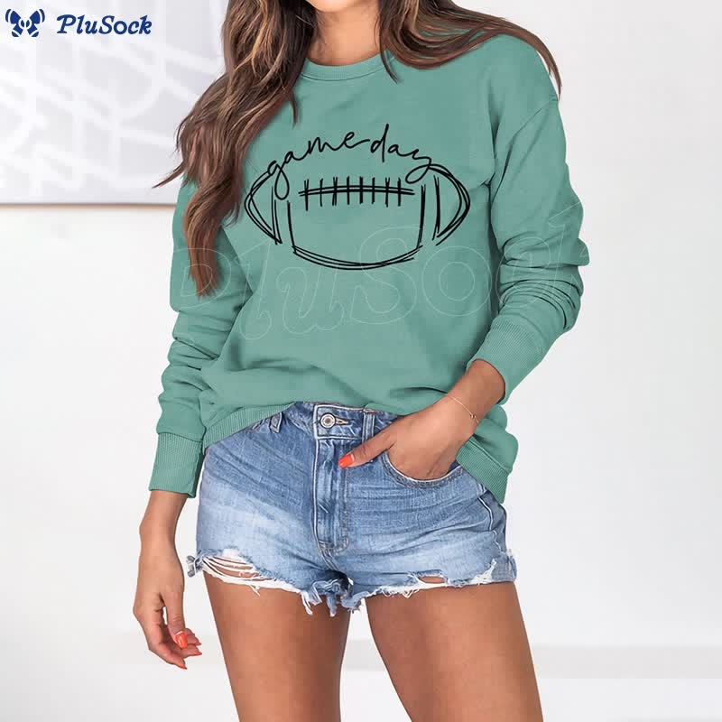 Plus Size Black Game Day Print Sweatshirt