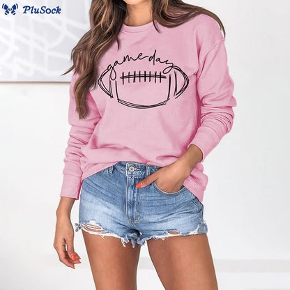 Plus Size Black Game Day Print Sweatshirt